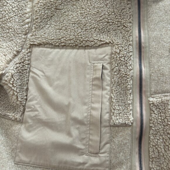 Todd Snyder Sherpa Full-Zip Jacket in Stone XL - Picture 7 of 8